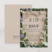 Rustic Wildflower Botanical Kraft Paper Wedding RSVP Kaartje (Voorkant / Achterkant)