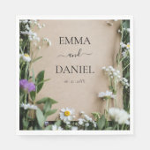 Rustic Wildflower Botanical Kraft Paper Wedding Servet (Voorkant)