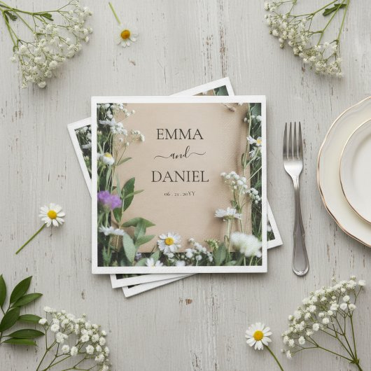 Rustic Wildflower Botanical Kraft Paper Wedding Servet