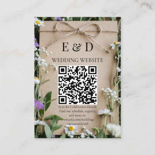 Rustic Wildflower Botanical Kraft Wedding Informatiekaartje (Voorkant)