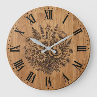 Rustic Wildflower Bouquet Wall Clock Grote Klok