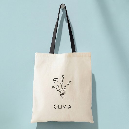 Rustic Wildflower Bridesmaid Name Canvas tas