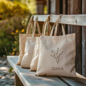 Rustic Wildflower Bridesmaid Name Canvas tas