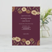 Rustic Wildflower Burgundy Floral Wedding Kaart (Staand voorkant)