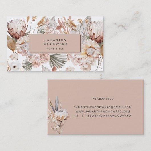 Rustic Wildflower Cream Terracotta Professional Visitekaartje (Voorkant / Achterkant)