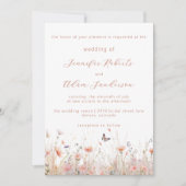Rustic Wildflower Dusty Pink Meadow Wedding Kaart (Voorkant)