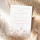 Rustic Wildflower Dusty Pink Meadow Wedding Kaart