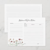 Rustic Wildflower Editable Recipe Kaart sjabloon (Voorkant / Achterkant)