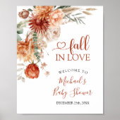 Rustic Wildflower Fall in Love Baby Shower Welcome Poster (Voorkant)