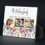 Rustic Wildflower Familienaam Kinder Namen 3 Foto Fotoplaat<br><div class="desc">Rustische foto's van de wildbloem, voorzien van 3 van uw favoriete foto's, familienaam, kinder naam of voornamen van iedereen. Het ontwerp omvat wilde bloemen in het waterverf land, waaronder papaver, madeliefje, cornflower, coneflower, klaver en zaadkop. Uw foto's worden getoond in rond gemaakte rechthoekvormen en, als u om het even welke...</div>
