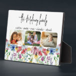Rustic Wildflower Familienaam Kinder Namen 3 Foto Fotoplaat<br><div class="desc">Rustische foto's van de wildbloem, voorzien van 3 van uw favoriete foto's, familienaam, kinder naam of voornamen van iedereen. Het ontwerp omvat wilde bloemen in het waterverf land, waaronder papaver, madeliefje, cornflower, coneflower, klaver en zaadkop. Uw foto's worden getoond in rond gemaakte rechthoekvormen en, als u om het even welke...</div>