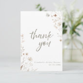 Rustic Wildflower Floral Vrijgezellenfeest Bedankkaart (Staand voorkant)