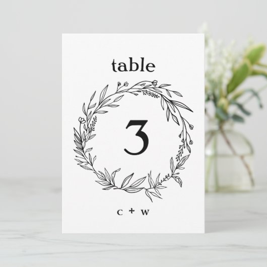 Rustic Wildflower Folk Wreated Wedding Table Numbe Kaart (Staand voorkant)