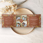 Rustic Wildflower Foto Collage Terracotta Wedding Drieluik Uitnodiging<br><div class="desc">Verrijk je gasten met deze elegante huwelijksuitnodiging met mooie bloemen en moderne typografie. Voeg eenvoudig uw gebeurtenisdetails op deze makkelijk te gebruiken sjabloon toe en voeg deze kaart met uw favoriete foto's toe om tot het één-van-een-soort uitnodiging te maken.</div>