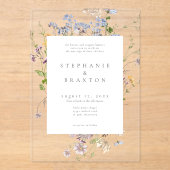 Rustic Wildflower Garden Elegant Wedding Acryl Uitnodigingen (Voorkant)
