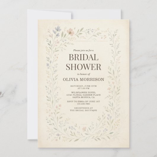 Rustic Wildflower Garden QR Code Bridal Shower Kaart (Voorkant)