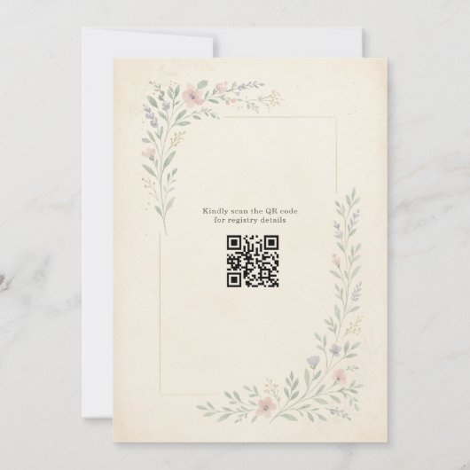 Rustic Wildflower Garden QR Code Bridal Shower Kaart (Achterkant)