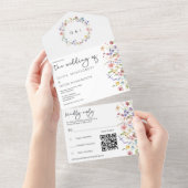 Rustic Wildflower Garden Wedding RSVP & QR-code All In One Uitnodiging (Afscheurbaar)