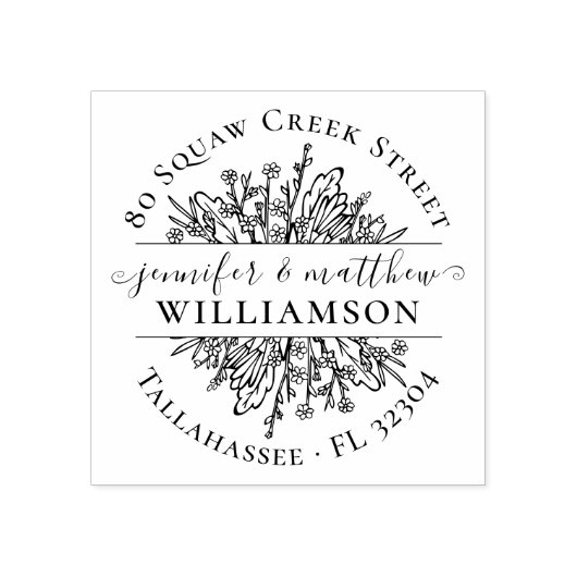 Rustic Wildflower Gehuwd paardenadres Rubberstempel (Afrduk)