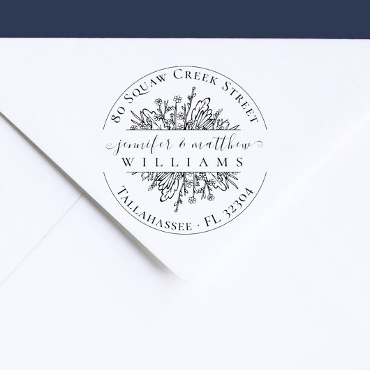 Rustic Wildflower Gehuwd paardenadres Rubberstempel