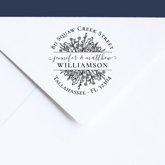 Rustic Wildflower Gehuwd paardenadres Rubberstempel