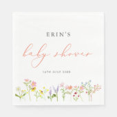 Rustic Wildflower Gepersonaliseerd Baby shower Nap Servet (Voorkant)