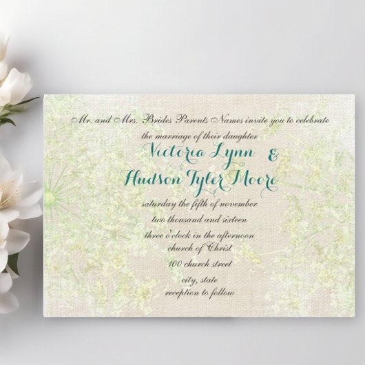 Rustic Wildflower Green en Blauwgroen koningin Ann Kaart