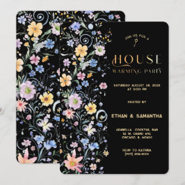 Rustic Wildflower Housewarming Party Sjabloon Kaart