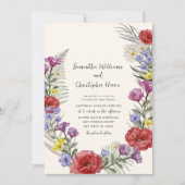 Rustic Wildflower Ivory Beige Wedding Kaart (Voorkant)