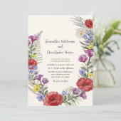 Rustic Wildflower Ivory Beige Wedding Kaart (Staand voorkant)