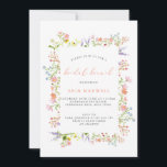 Rustic Wildflower Lijst Bridal Brunch Uitnodiging<br><div class="desc">Een florale bridale brunch-uitnodiging met een lijst wilde waterverven. " bridal brunch " staat in een modern koraal lettertype voor kalligrafie .</div>