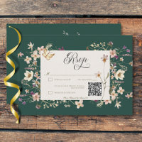Rustic Wildflower Lijst Emerald Green QR-code