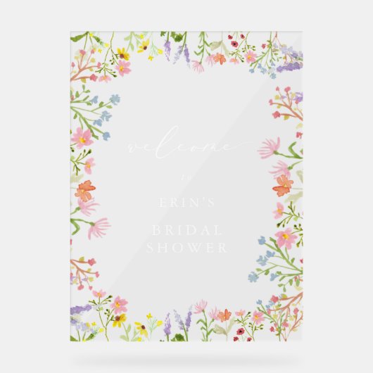 Rustic Wildflower Lijst Vrijgezellenfeest Welkom Acryl Bord (Voorkant)