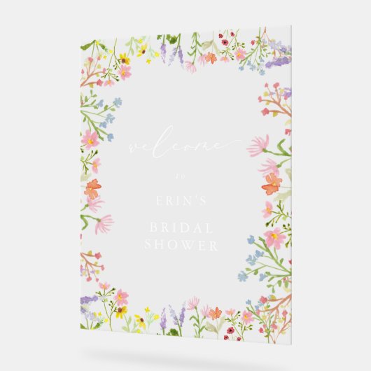 Rustic Wildflower Lijst Vrijgezellenfeest Welkom Acryl Bord (Hoek)