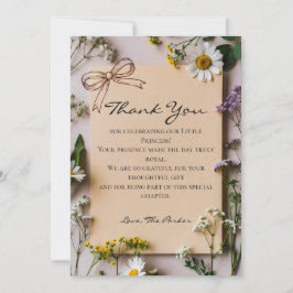 Rustic Wildflower Little Princess Baby Shower Bedankkaart