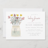 Rustic Wildflower Mason Jar Baby shower Kaart (Voorkant)