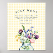 Rustic Wildflower Mason Jar Baby Sock Hunt Game Poster (Voorkant)