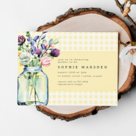 Rustic Wildflower Mason Jar Picnic Baby shower Kaart