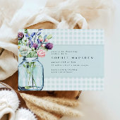 Rustic Wildflower Mason Jar Picnic Baby shower Kaart