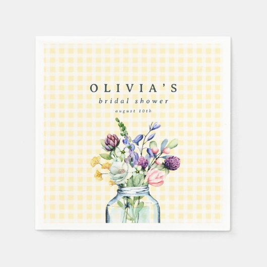 Rustic Wildflower Mason Jar Picnic Baby shower Servet (Voorkant)