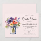 Rustic Wildflower Mason Jar Vrijgezellenfeest Kaart (Voorkant / Achterkant)