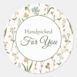 Rustic Wildflower Meadow "Handpicked" Ronde Sticker