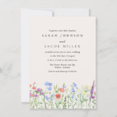 Rustic Wildflower Meadow Wedding Invitation Kaart (Voorkant)