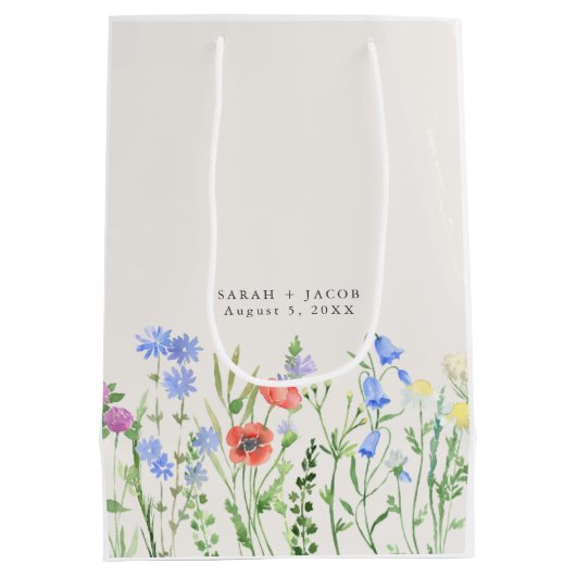 Rustic Wildflower Meadow Wedding Medium Cadeauzakje (Achterkant)