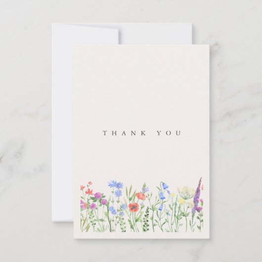 Rustic Wildflower Meadow Wedding Photo Bedankkaart (Voorkant)