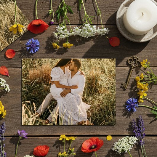 Rustic Wildflower Meadow Wedding Photo Save The Date