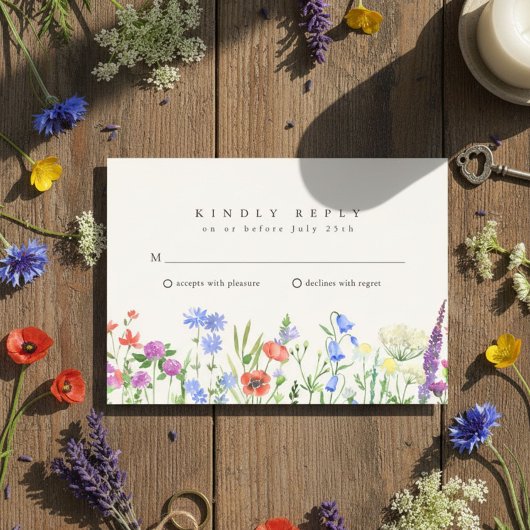 Rustic Wildflower Meadow Wedding RSVP  Kaartje
