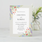 Rustic Wildflower Meadow Wedding Uitnodiging (Staand voorkant)