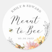 Rustic Wildflower Meant to bee Wedding Favor Ronde Sticker (Voorkant)