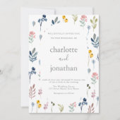 Rustic Wildflower Modern Calligraphy Wedding Kaart (Voorkant)